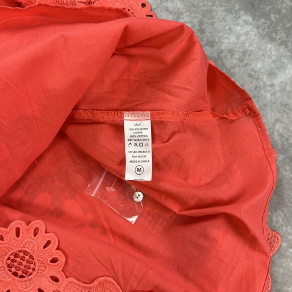 J.Marie Coral Floral Lace Tunic Blouse Dress With 3/4 Sleeves&Scalloped Edges M - Picture 6 of 8